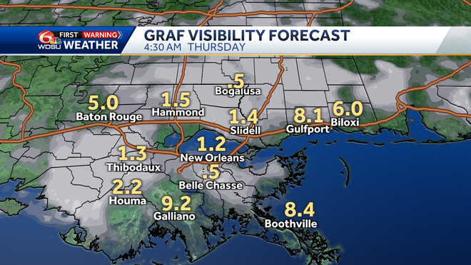 New Orleans weather forecast rain chance fog high temp flood risk