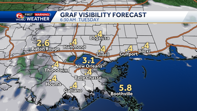 New Orleans weather dense fog advisory how bad fog Tuesday