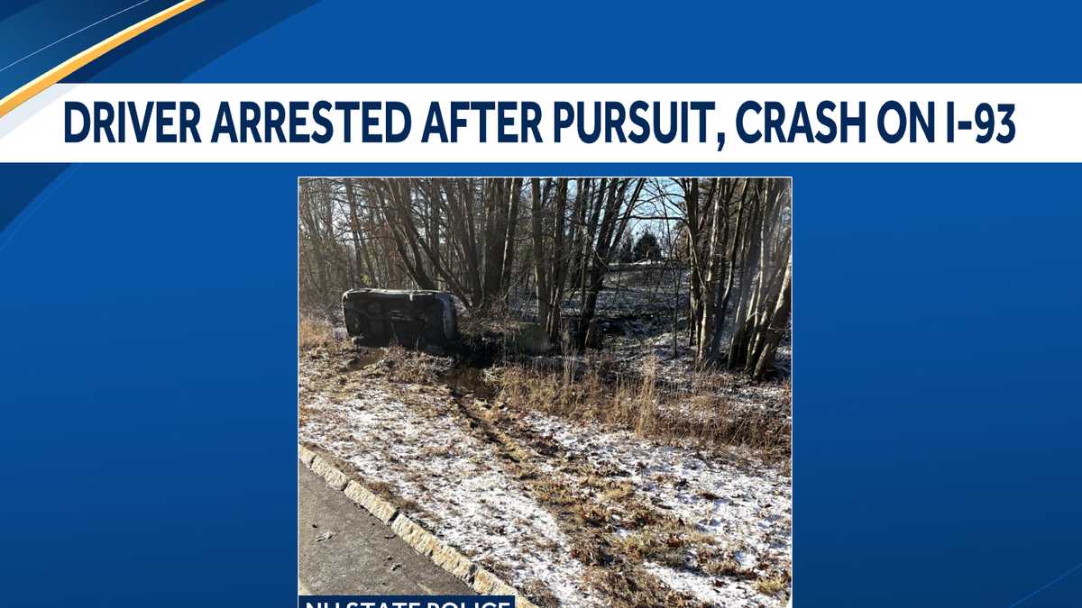 Driver arrested in police chase in Hooksett, New Hampshire on I93