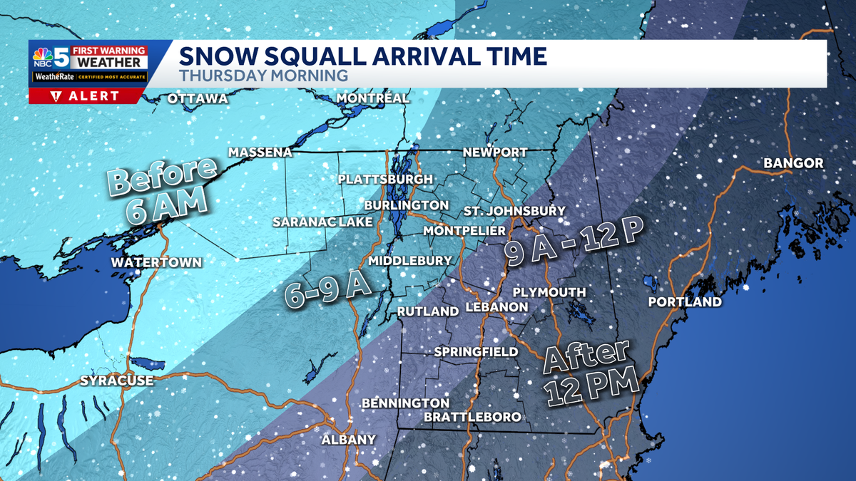 Snow squalls, flash freeze possible Thursday in Vermont, New York
