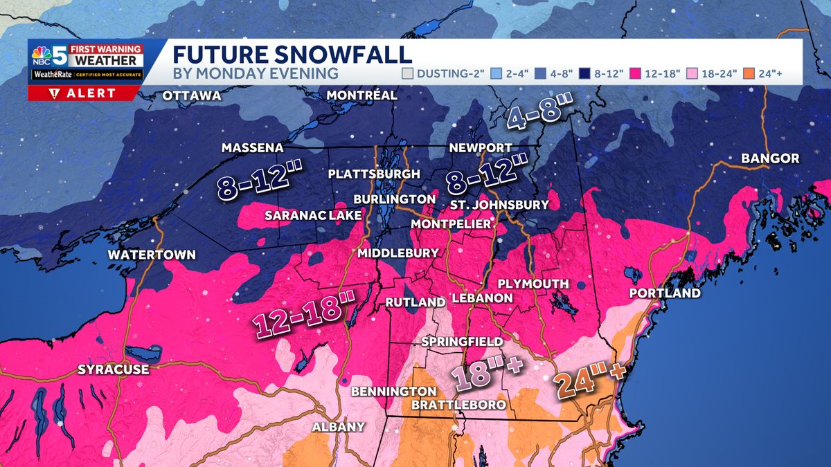 Heavy snow turns lighter by morning in Vermont, New York