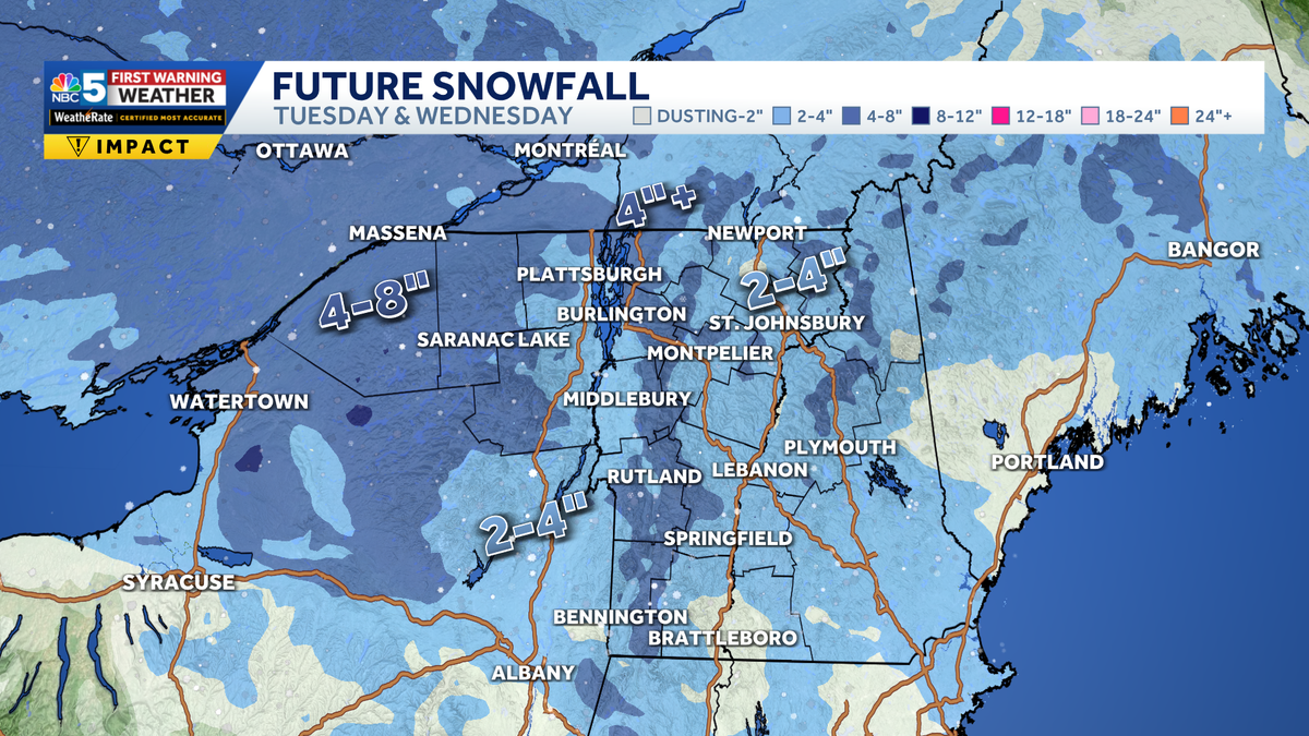 Clipper system to bring more snow, tough travel Tuesday in Vermont, New York
