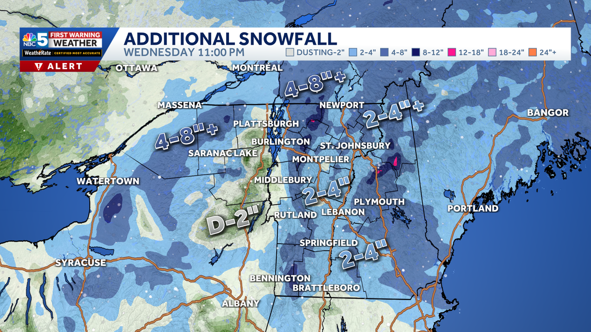 Steady snow Tuesday evening transitions to snow showers Wednesday