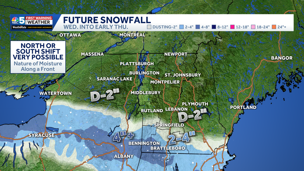 Several chances for snow this week in Vermont, New York