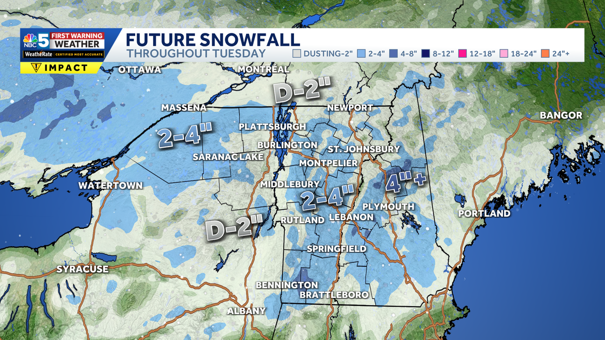 Burst of snow to bring pockets of slick travel Tuesday