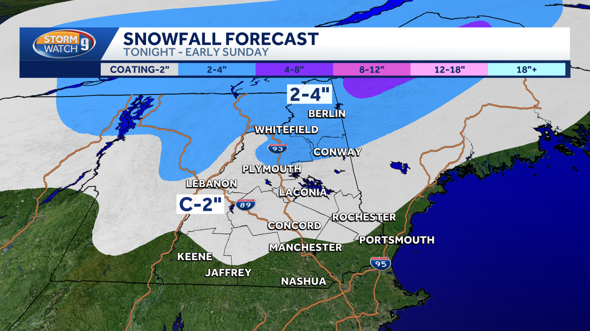 Weekend system approaching New Hampshire with snow, wintry mix, rain