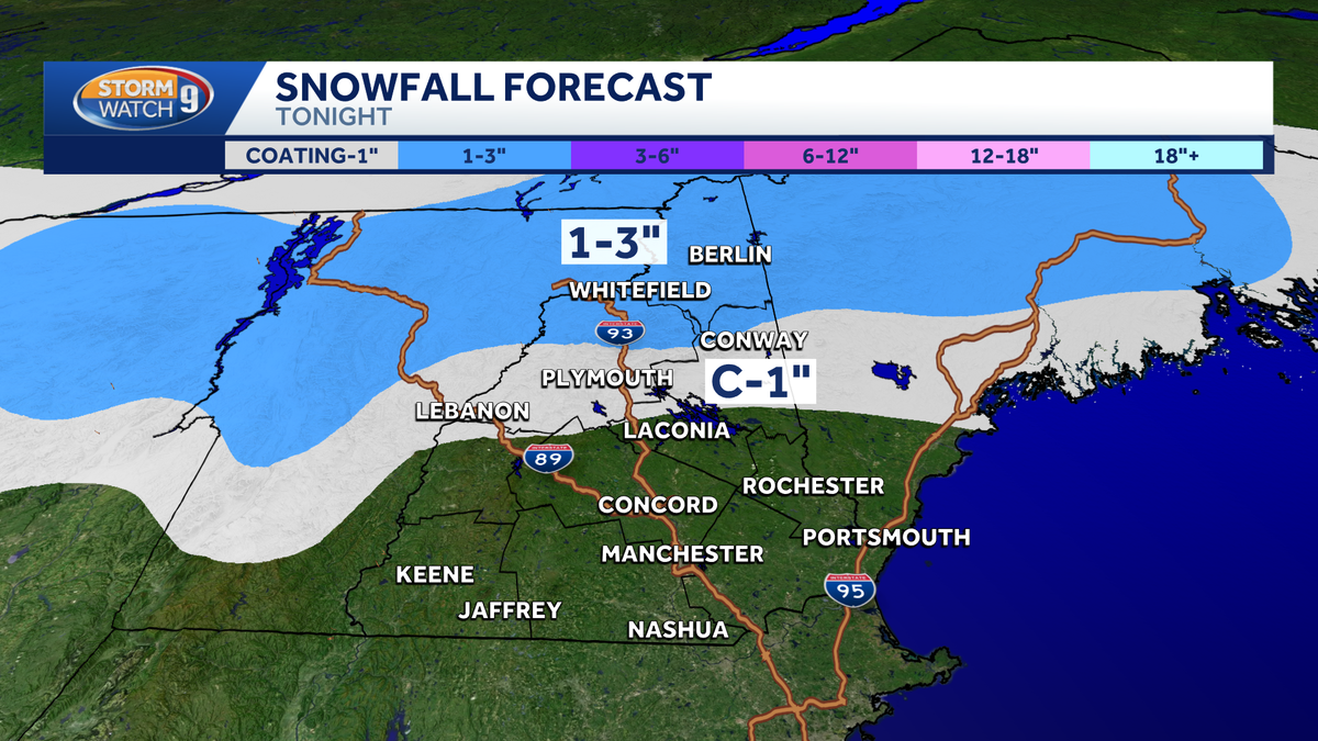 Light snow for some New Hampshire towns Sunday night; another blast of frigid air follows