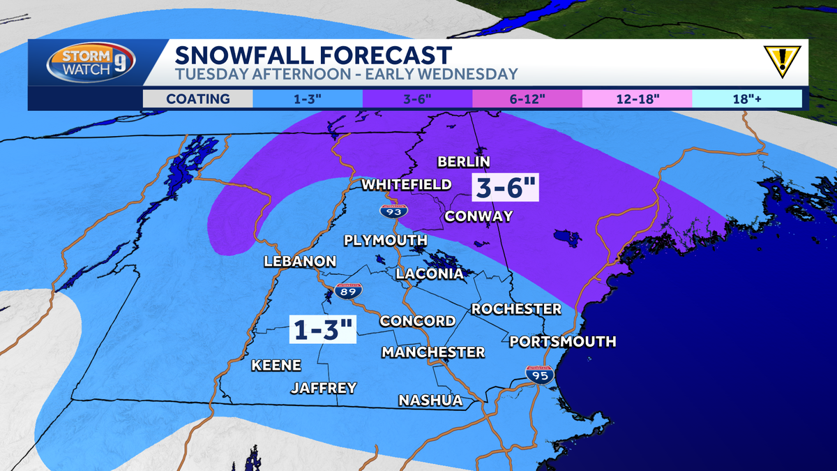 Snow possible in NH Tuesday night ahead of Christmas