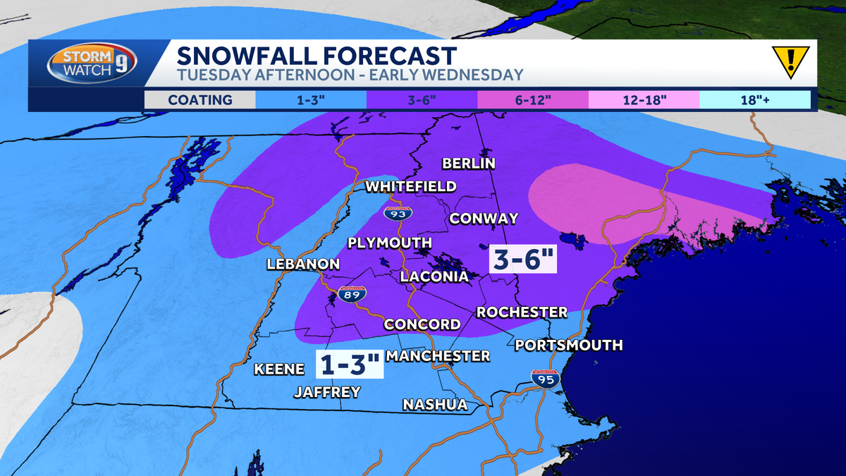 Plowable snow coming Tuesday to New Hampshire ahead of Christmas