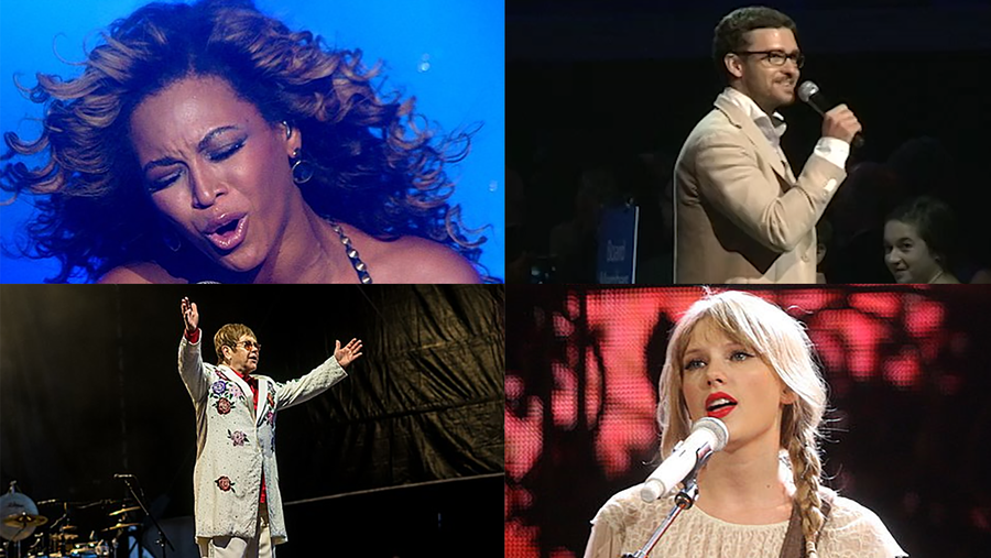 Beyoncé, Justin Timberlake, Elton John, Taylor Swift