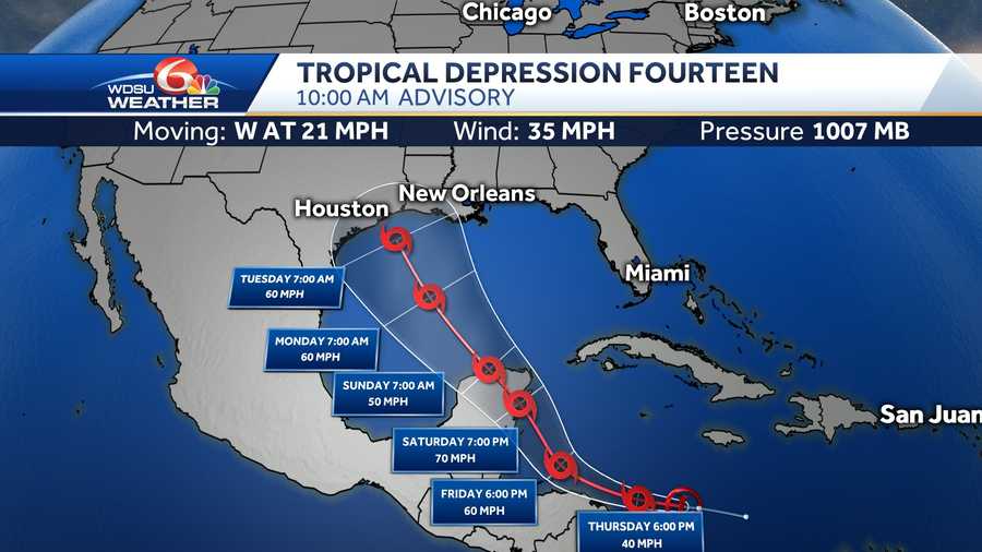 Tropical Depression Fourteen forms in the Caribbean