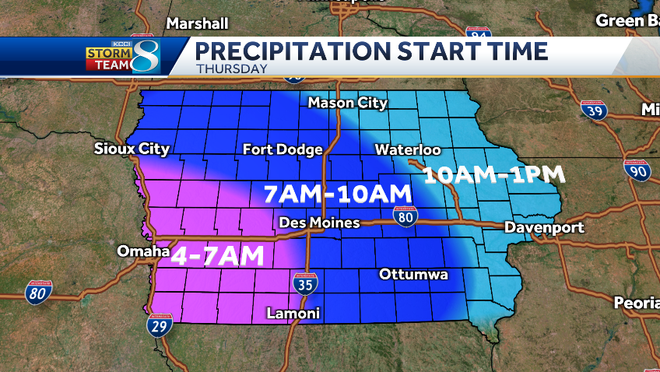 Here's our latest snowfall forecast for Iowa Thursday through Friday