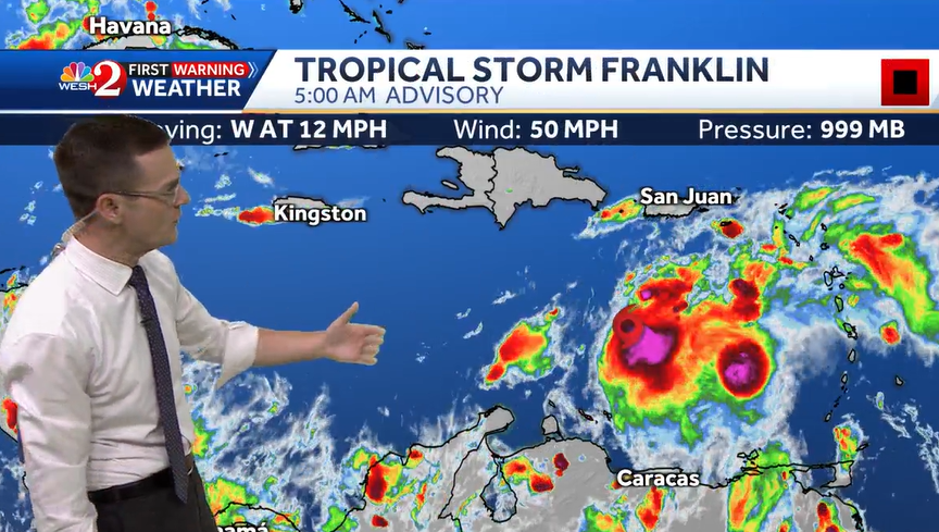 تتبع العواصف الاستوائية: تشكل فرانكلين في المحيط الأطلسي