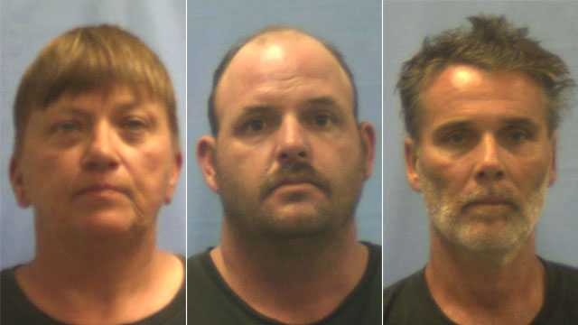 Three carnival workers have been charged with capital murder in the fatal shooting of a couple whose bodies were found in Arkansas days after they disappeared from a fair in Kansas. Fowler, Kimberly Younger, and Rusty Frasier, are jailed on $1 million bond in Arkansas, awaiting extradition to Kansas. They are accused in the July killings of Pauline and Alfred "Sonny" Carpenter at the Barton County Fair.