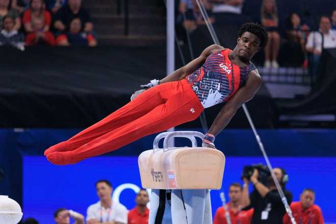 MINNEAPOLIS,&#x20;UNITED&#x20;STATES&#x20;-&#x20;JUNE&#x20;29&#x3A;&#x20;Frederick&#x20;Richard&#x20;competes&#x20;on&#x20;the&#x20;pommel&#x20;horse&#x20;during&#x20;the&#x20;men&amp;apos&#x3B;s&#x20;U.S.&#x20;Olympic&#x20;Gymnastics&#x20;Trials&#x20;on&#x20;June&#x20;29,&#x20;2024,&#x20;in&#x20;Minneapolis.&#x20;Richard&#x20;was&#x20;named&#x20;to&#x20;the&#x20;team&#x20;that&#x20;will&#x20;represent&#x20;the&#x20;United&#x20;States&#x20;at&#x20;the&#x20;Paris&#x20;2024&#x20;Olympics.&#x20;&#x28;Photo&#x20;by&#x20;Nikolas&#x20;Liepins&#x2F;Anadolu&#x20;via&#x20;Getty&#x20;Images&#x29;