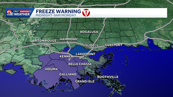Freeze Warning in effect for some parishes