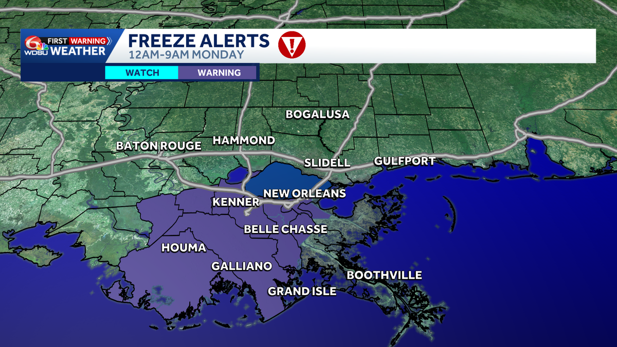 Freeze warnings and cold weather advisories in effect