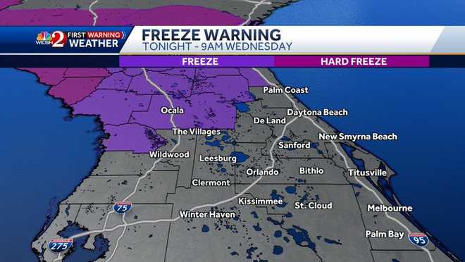 Florida cold Wednesday: Temperatures to plummet