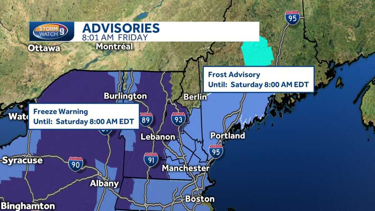 Freeze warnings, frost advisories in effect for much of NH