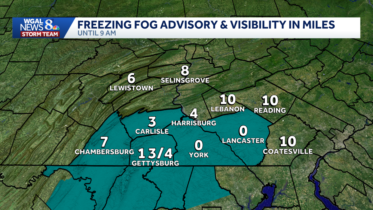 Freezing fog advisory in effect for parts of south-central Pa.