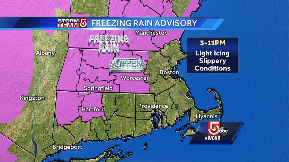 Freezing rain may make evening slippery for some