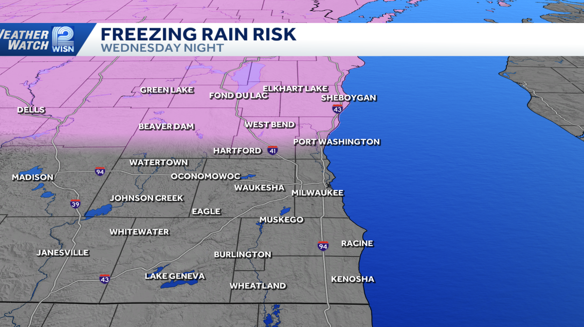 Part of SE Wisconsin under risk for freezing rain tonight into Thursday