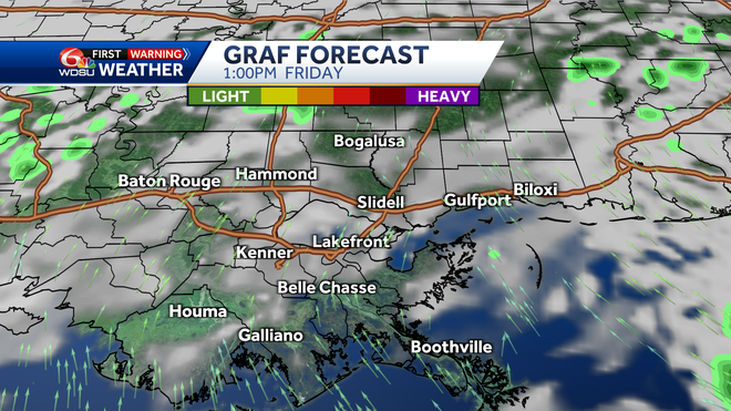 Clouds and rain forecast today, Friday, at 1 p.m