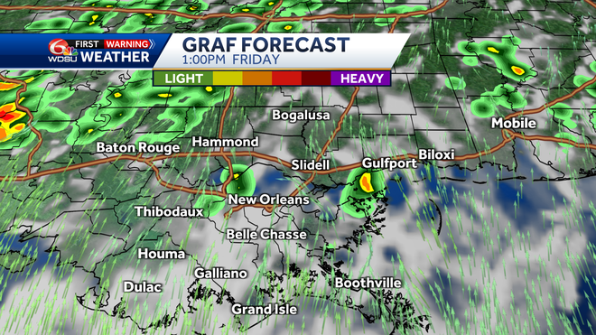 New Orleans weather forecast high temps rain chances hurricane