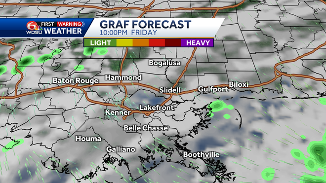Clouds and rain forecast today, Friday, at 10 pm