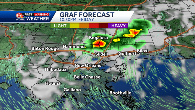 New Orleans weather forecast rain chance fog high temp flood risk