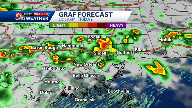 New Orleans weather Labor Day Weekend forecast rain chances temps