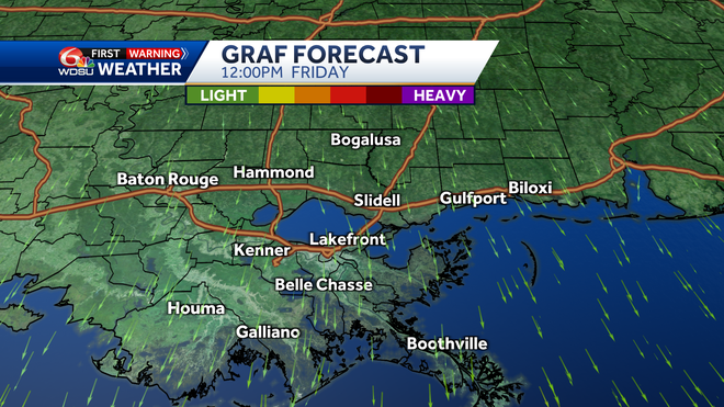 New Orleans weather forecast fog low temp high temp rain chances