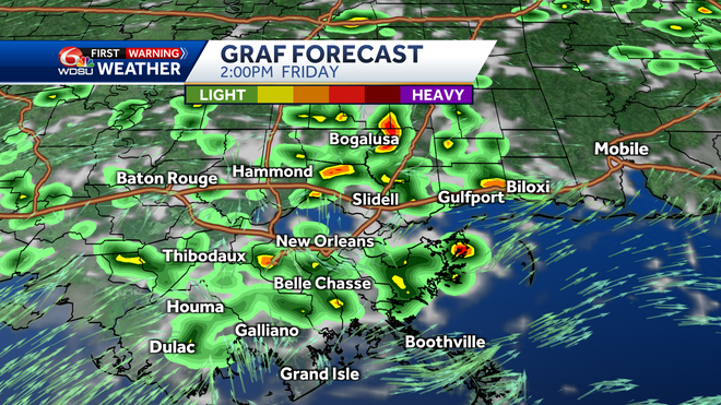 New Orleans weather forecast Thursday high temp rain chances