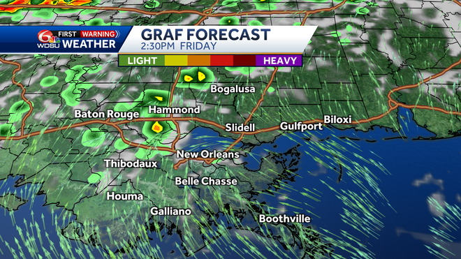 New Orleans weather forecast rain chance fog high temp flood risk