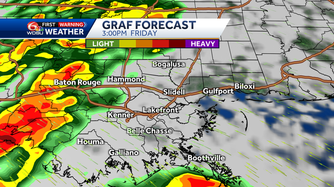 New Orleans forecast storms Friday severe weather rain chances