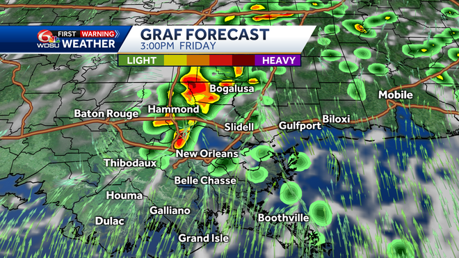 New Orleans weather forecast rain chances high temp flood chance
