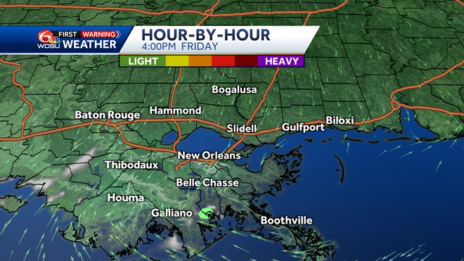 New Orleans weather forecast chance of storms time of rain high
