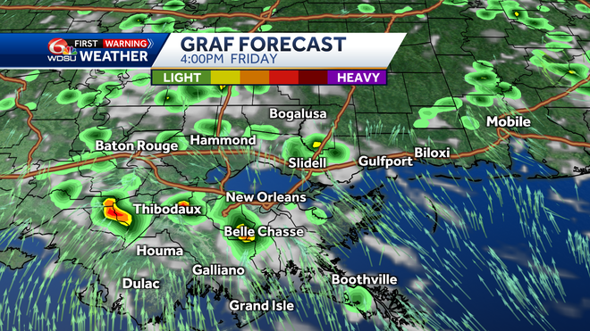 New Orleans weather forecast high temp rain chance Thursday