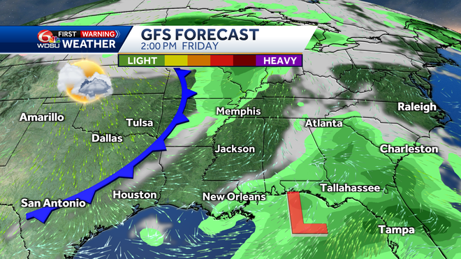 New Orleans forecast hurricane rain chances high temps winds