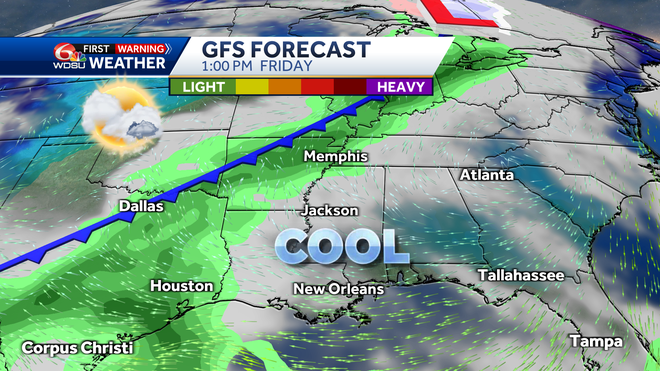 New Orleans forecast rain chances Saturday high temp low temp