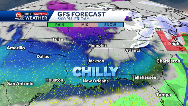 New Orleans forecast how cold will it be low temps this week