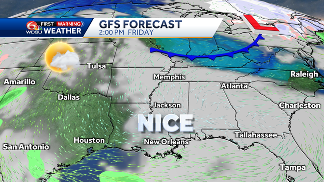 New Orleans storm forecast rain flooding weekend high temps