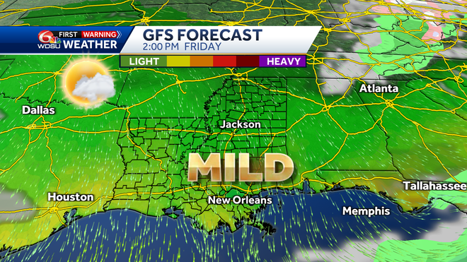New Orleans weather forecast Saturday rain chances high temp