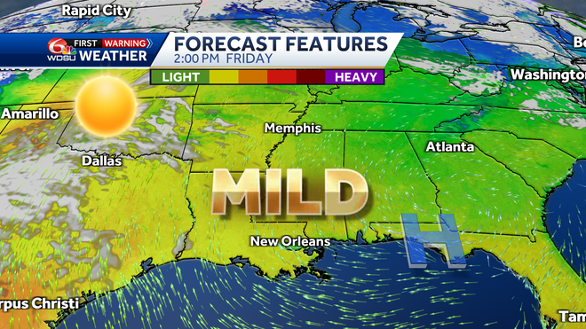 New Orleans Easter forecast weather high low temp rain chances
