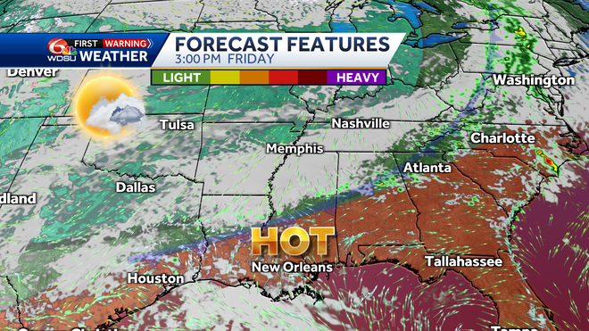How hot New Orleans weather forecast Friday time for storms this weekend