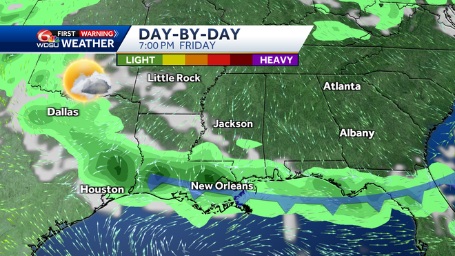New Orleans weather forecast high temp rain chances severe storms
