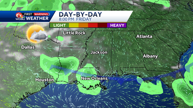 New Orleans weather forecast rain chances timing of storms
