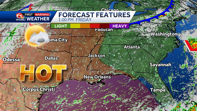 New Orleans weather forecast high temps air quality alert storms