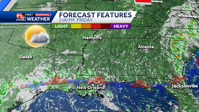 New Orleans weather forecast rain chances high temp tropics