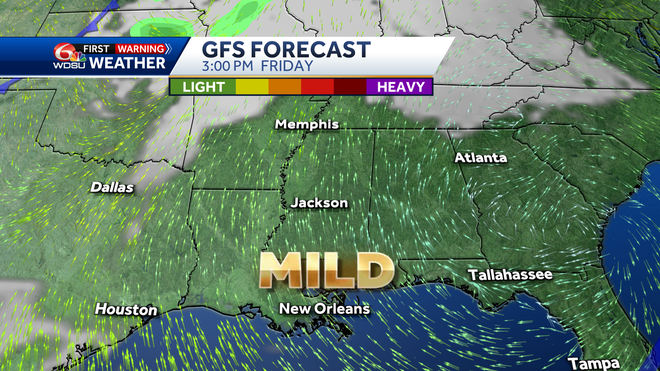 New Orleans weather forecast high temp low temp rain chances